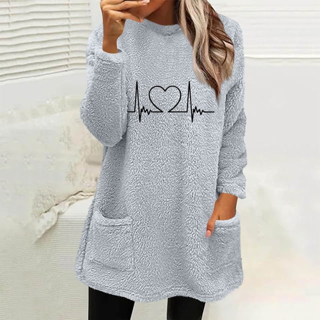 Ailaofu Womens Fall Long Sleeve T-Shirts Casual Tops for Leggings Loose Soft Blouses with Pocket