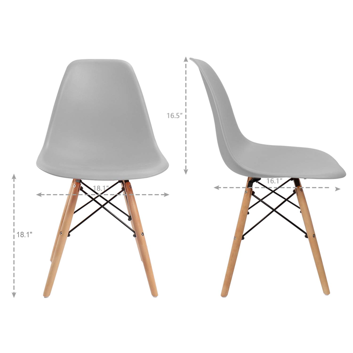 Lacoo Dining Chairs Pre Assembled Modern Style DSW Chair Classic Shell Armless Indoor Kitchen Dining Living Room Side Chairs Set of 4 (Gray)