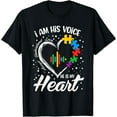thumbnail image 2 of 100% Cotton Autism Awareness Mom Shirt I Am His Voice He is My Heart T-Shirt, 2 of 5