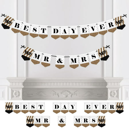 Mr. & Mrs. - Gold - Wedding & Bridal Shower Bunting Banner - Gold Party Decorations - Best Day Ever Mr & (The Best Of Mr Big)