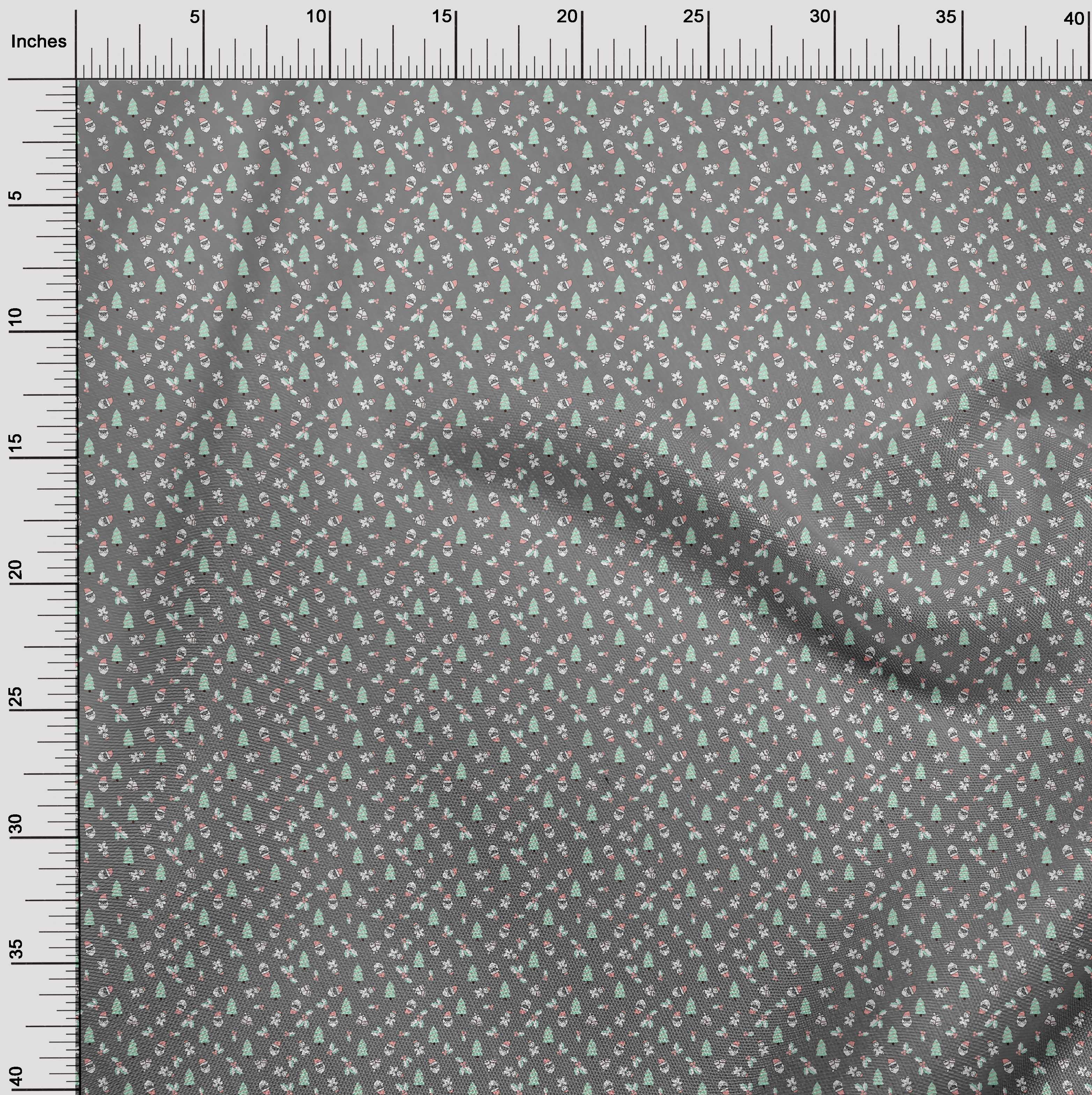 oneOone Polyester Spandex Gray Fabric Christmas Sewing Material Print Fabric By The Yard 56 Inch Wide
