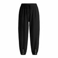 thumbnail image 4 of ZLBDYG Girls Pants Linen Summer Casual Capri Pant Drawstring Elastic High Waist Wide Leg Cropped Trouser Pockets Loose Gauze Pants, 4 of 4