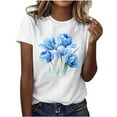 thumbnail image 2 of QETYUW Graphic Tees for Women Crew Neck Short Sleeve Tshirts Funny Floral Print Shirts Plus Size Casual Shirt Summer Vacation Tshirt, 2 of 5
