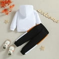 thumbnail image 4 of LYMAYTER Kids Baby Boys Hoodie Sweatshirt Outfit 2PCS Toddler Color Blocking Long Sleeve Tops Fall Casual Jogger Pants Set for 12m-4 Years, 4 of 9