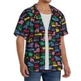 thumbnail image 4 of Vsdgher Colorful Excavator Print Men's Wrinkle Free Untucked Cuban Shirt Business Casual Button Down Shirts Short Sleeve Shirt, 4 of 7