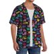 thumbnail image 2 of Balery Colorful Excavator Camisa Casual de Manga Corta con Botones para Hombre, Texturizada, Estilo Cubano, para Playa, Verano-3X-Large, 2 of 5