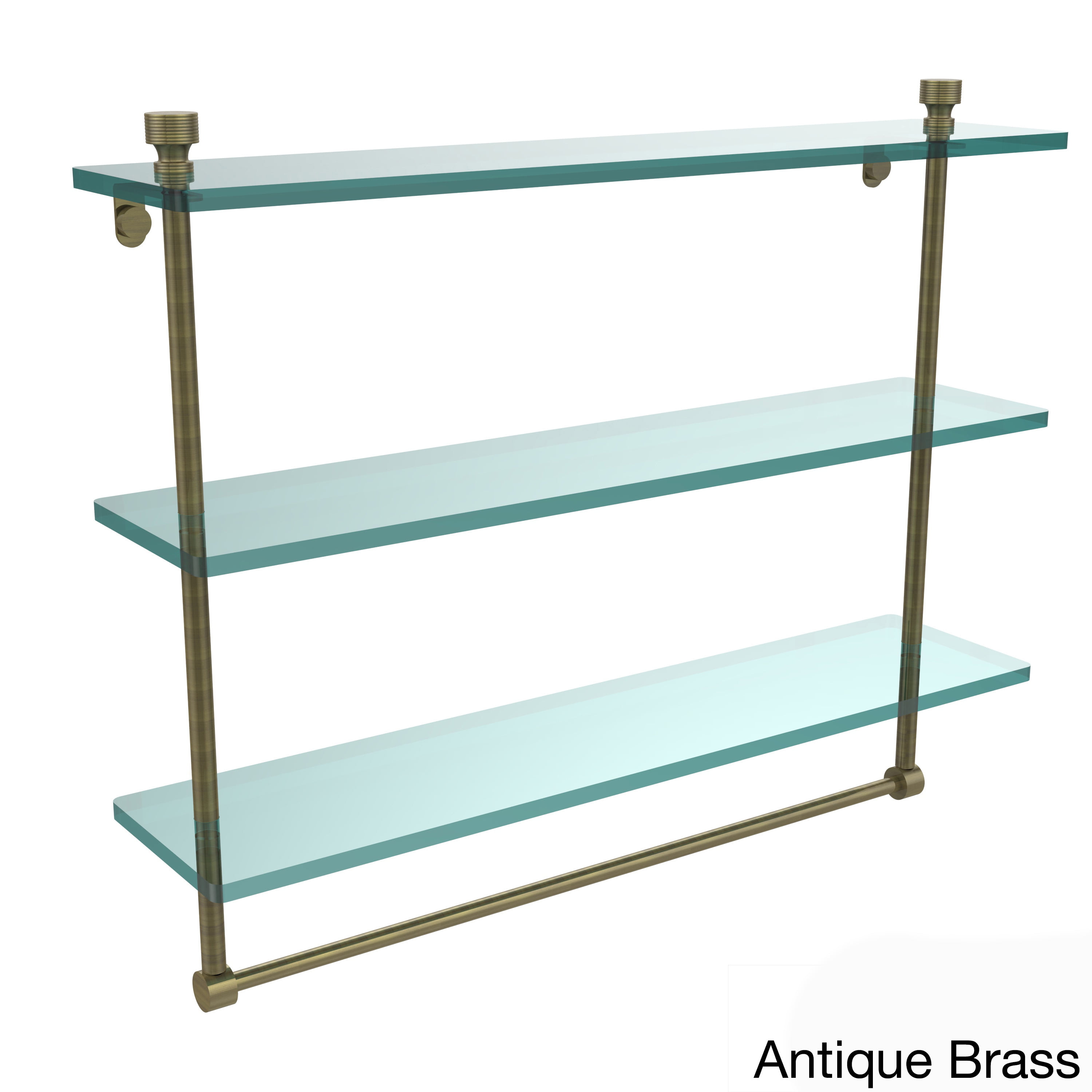 Foxtrot Collection 22 Inch Triple Tiered Glass Shelf with Integrated Towel Ba...