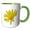 Green/White, variant on 3drose, Bring Me Sunshine a Close up of a Yellow Daisy on a Plain White Background, 11oz Two-tone Green Mug