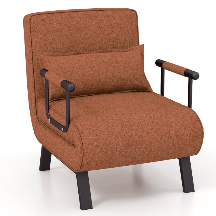 Folding Chair Bed, Folding 6 Position Convertible Sleeper Bed Armchair Lounge Couch with Pillow, Cozy Futon Chair for Small Spaces, Office, Brown Folding Chair Bed, Folding 6 Position Convertible Sleeper Bed Armchair Lounge Couch with Pillow, Cozy Futon Chair for Small Spaces, Office, Brown