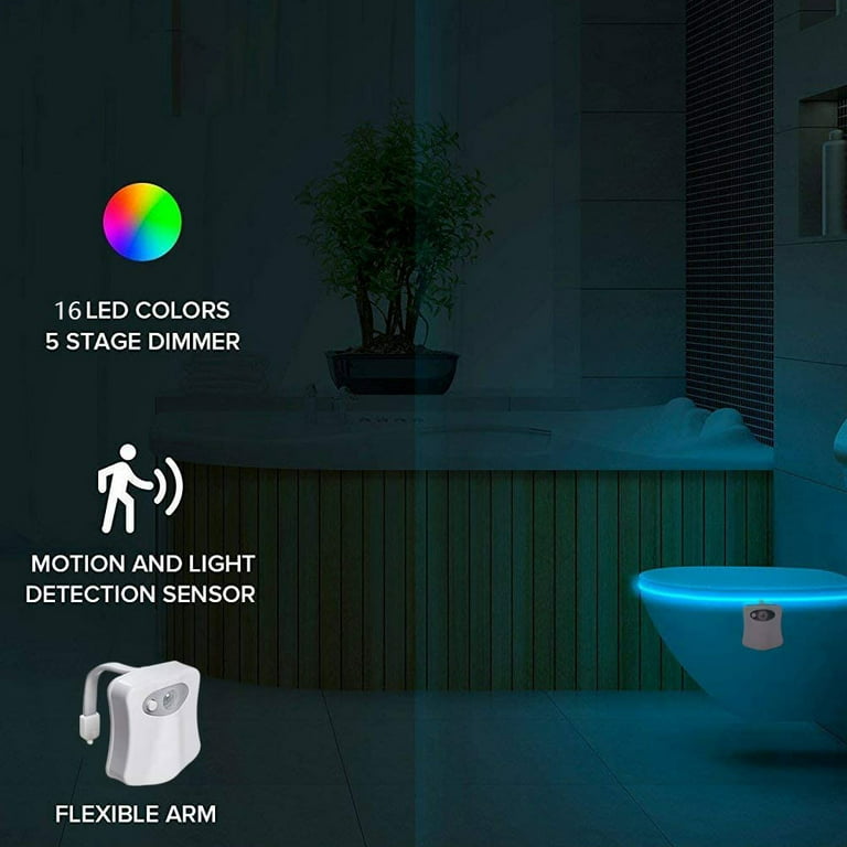 3-Pack] Vintar Rechargeable 16-Color Motion Sensor LED Toilet