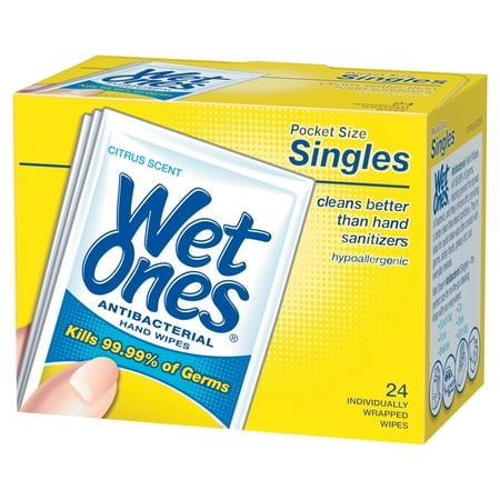 Wet Ones Antibacterial Hand Wipes Citrus Scent Individually Wrapped Single - 24 Count