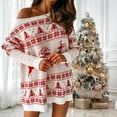 thumbnail image 5 of Off Shoulder Christmas Sweater Dress Knitting Pullover for Party Holiday White M, 5 of 7