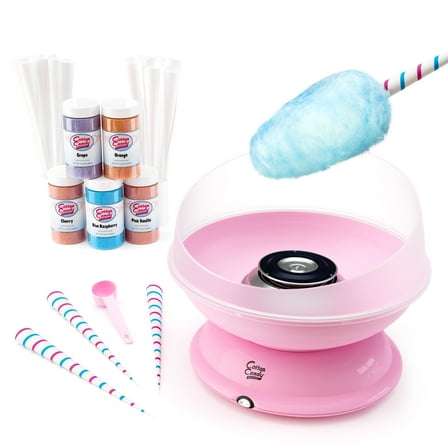 Cotton Candy Express CC1000-S Pink Cotton Candy Machine with 5 Floss Sugars and 50 Paper Cones