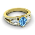 thumbnail image 3 of Diamond-Capitals 2.00 Carat Unique Pear Cut Blue Topaz Gemstone & Natural Diamond Wedding Ring for Fiancee 18K Yellow Gold Size 4, 3 of 8
