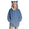thumbnail image 2 of Htigea Womens Hoodies Cute Ears Hooded Sweatshirts Preppy Long Sleeve Pullover Casual Loose Fit Tops with Kangaroo Pocket Navy S, 2 of 5