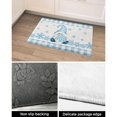 thumbnail image 5 of Alfombra de baño navideña, patrón de copos de nieve azul y blanco, alfombra de microfibra suave y afelpada lavable para mascotas, antideslizante, muy absorbente, 16" x 24", 5 of 5