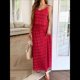 thumbnail image 5 of Conjunto de 2 Piezas para Mujer, Estilo Casual, con Falda Larga y Tirantes para Salir A la Playa. Rojo S, 5 of 7