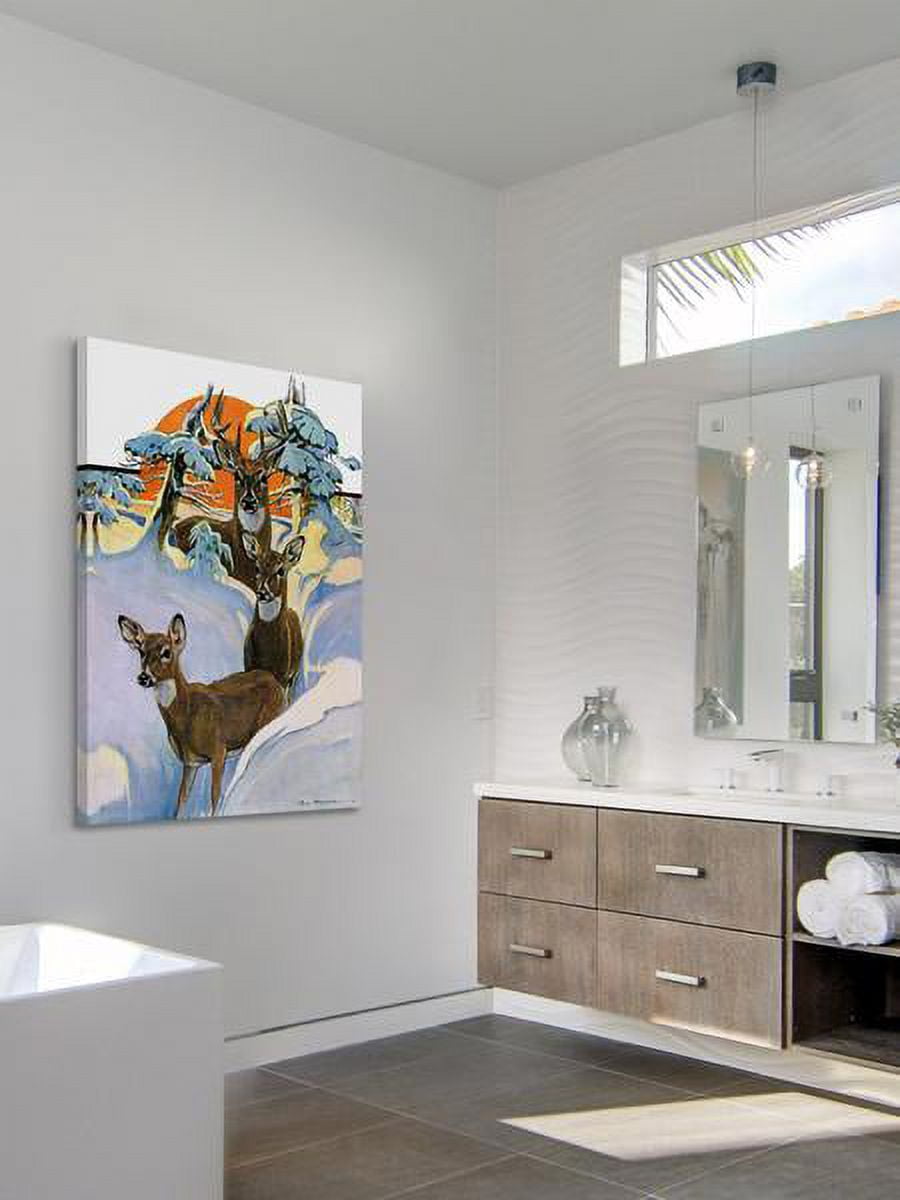 "Snow Deer" Painting Print on Wrapped Canvas