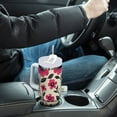 thumbnail image 4 of Yayeee 40oz Stainless Steel Tumbler with Straw and Handle Double-Wall Insulated Travel Water Bottle, Pink Flowers, 4 of 8