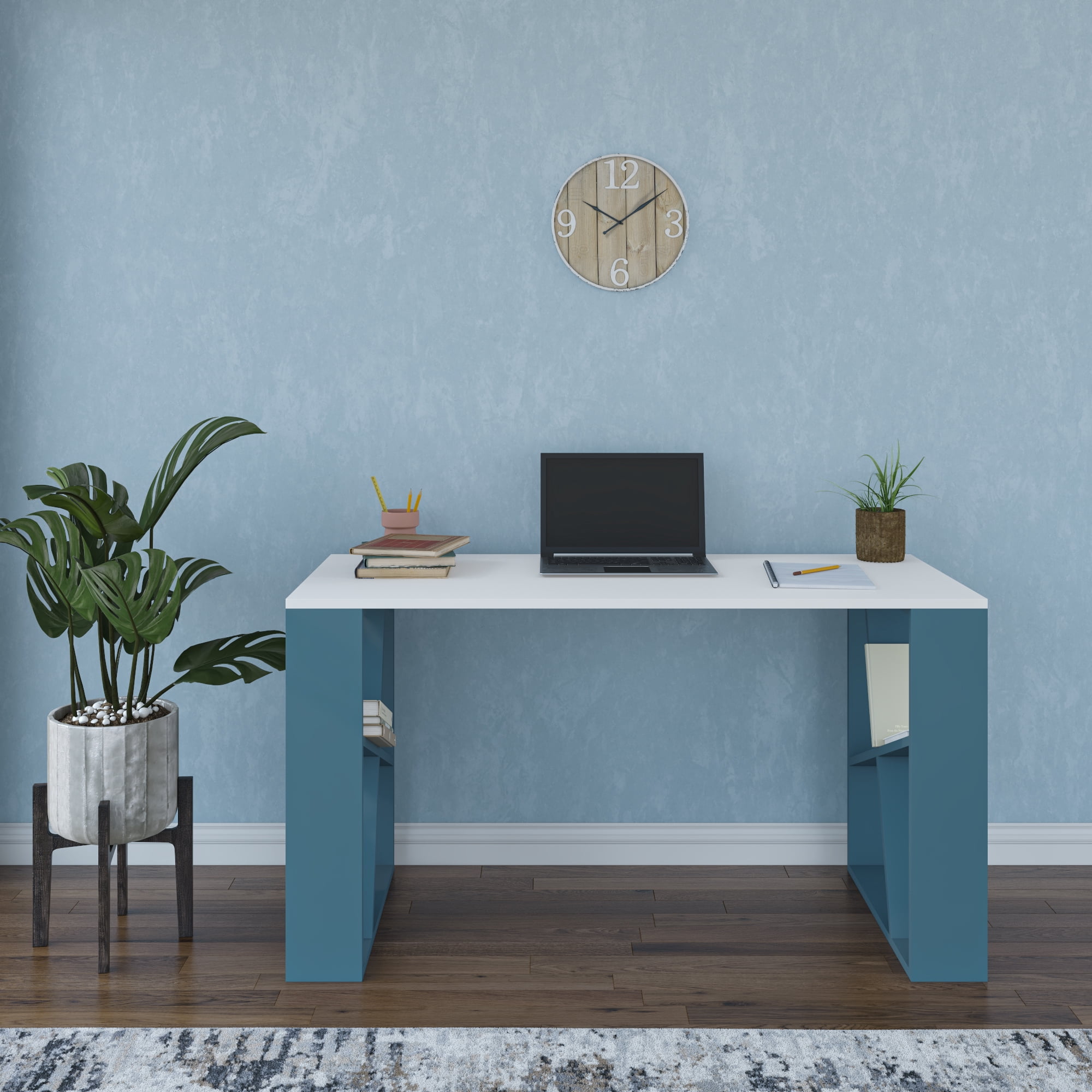 Ada Home Decor Furniture 2 Tier White Turquoise Brian Modern Desk
