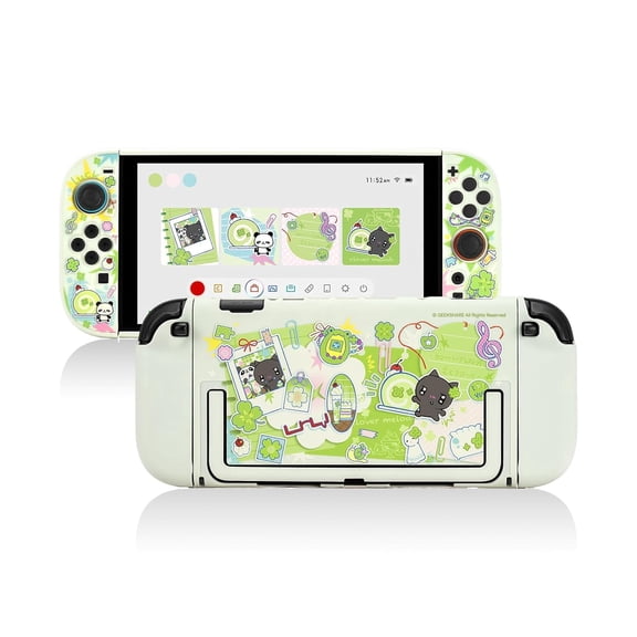 GeekShare Slim Protective Case for Switch 2 Console and JoyCon Cover Lucky Clover Memo