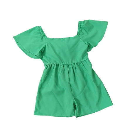

ZRBYWB Kids Toddler Baby Girls Romper Spring Summer Solid Short Sleeve Romper Jumpsuit Clothes Cute Summer Clothes