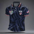 thumbnail image 2 of Soccer for Men USA Patriotic Print Short Sleeve Crew Neck Quick Dry Training Shirt Sports Casual T Shirt American Team Fan Support Top for Match Daily Outdoor, 2 of 3