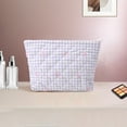 thumbnail image 5 of Unique Bargains 1 Pc Plaid Bow Makeup Bag Purple Polyester, 5 of 5