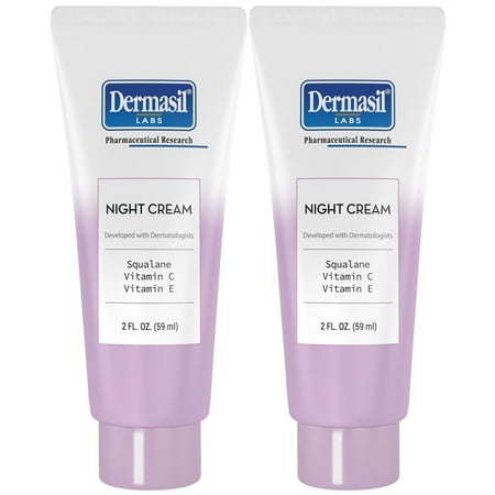 Dermasil Night Cream 2-Pack Anti-Aging Face Moisturizer with Hyaluronic Acid & Vitamin C 2 Oz Ea