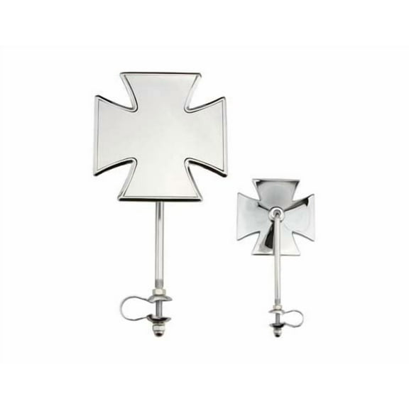 Two Iron Cross Mirrors Chrome. Set of bike mirrors. Pair of bicycle mirrors. 2 bike Mirrors.