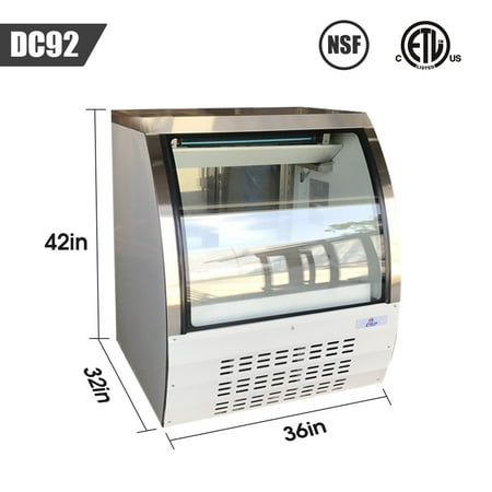 36" Deli Case Meat/Seafood Display Showcase Commercial Refrigerator Cooler Case for Restaurant display for merchandiser Stainless Steel Curved Glass DC92