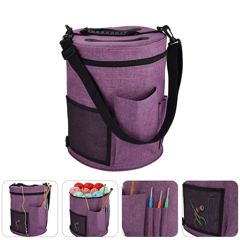 EXHUMKY Small Crochet Bag with Oxford Cloth, Knitting Tool Organizer for Craft Supplies and Home Storage