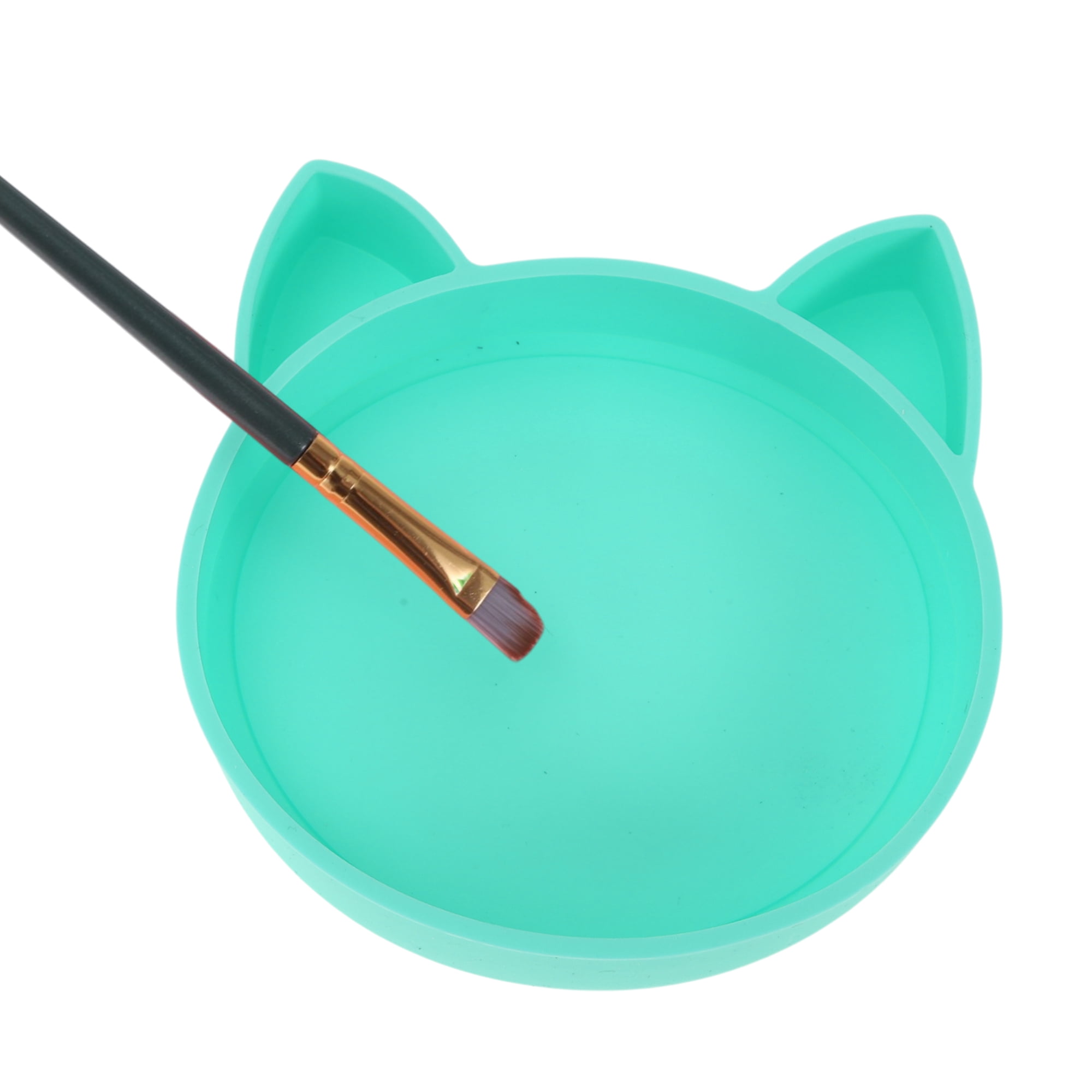 Unique Bargains 1Pc Durable Convenient Cat Shape Makeup Brush Storage Cleaner Light Green