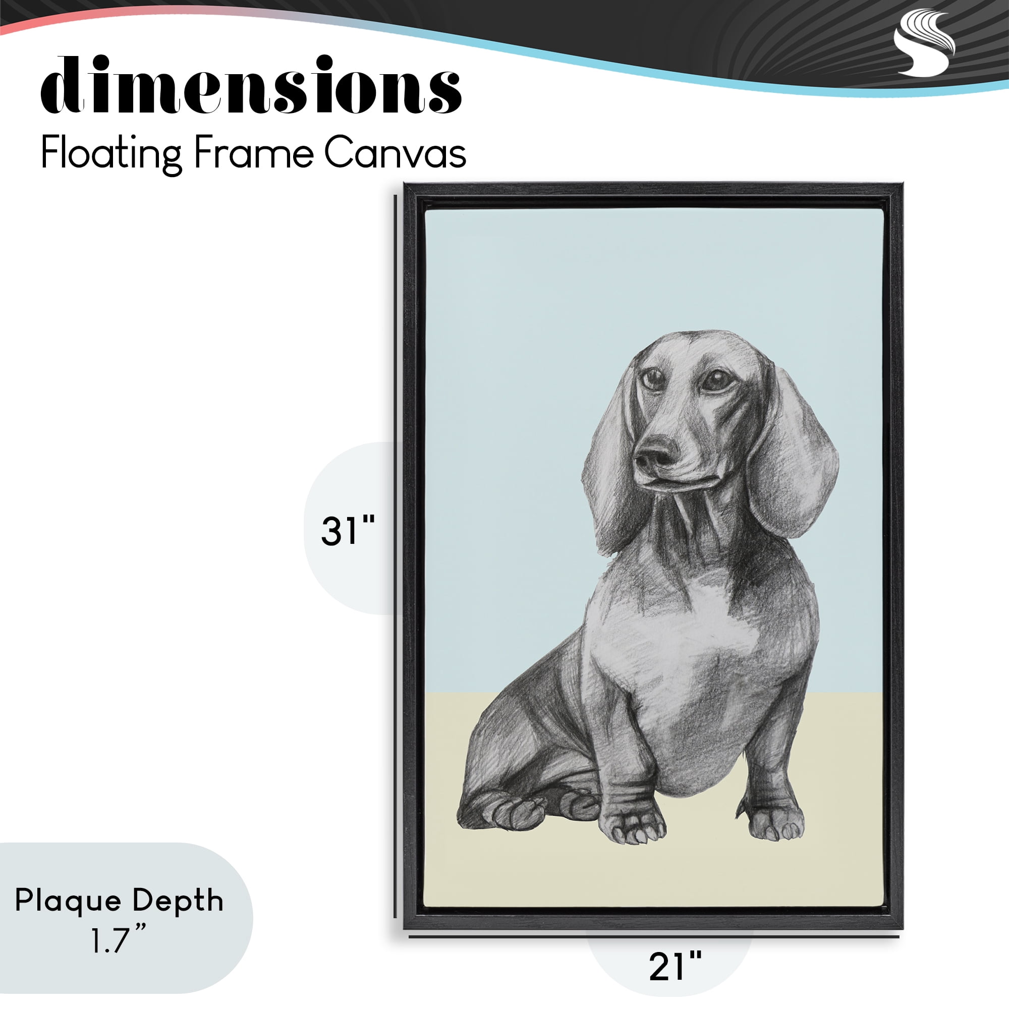 Stupell Industries Sitting Dachshund Sketch Black Framed Floater Canvas Wall Art, design by Violeta Vollmer