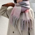thumbnail image 4 of Women Woven Knitted Scarf With Colourful Check Pattern And Long Thick Fringes Warm Winter, 4 of 4