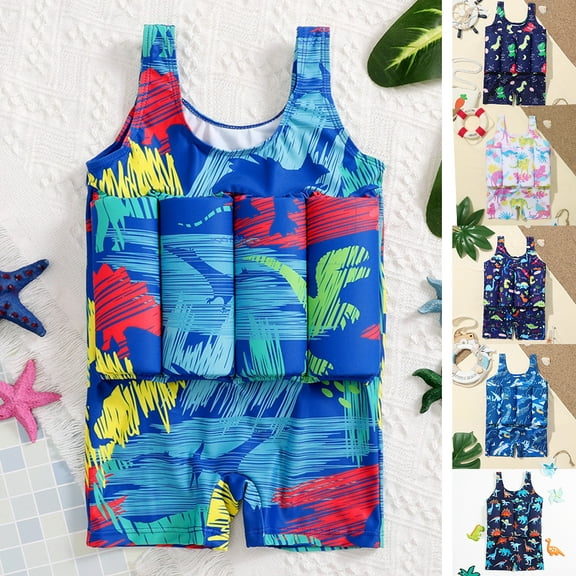 GYRATEDREAM Boy Girl One Piece Buoyancy Vest Swimsuit 2-6Y Toddler Kids Dinosaur Flotation Swimwear