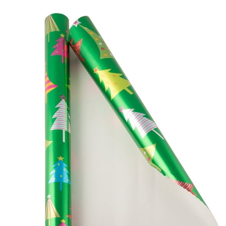 JAM Christmas Wrapping Paper, 12 Sq Ft, 1/Pack, Kooky Christmas Trees Gift