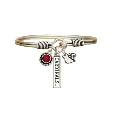 Louisville Cardinals 3 Charm Silver Bangle Red Charm Bracelet Jewelry UL.
