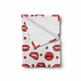 thumbnail image 2 of Vintage Soft Flannel Fleece Blanket, Various Women Lip Forms in Several Gestures Sad Nervous Happy Female Print, Cozy Plush for Indoor and Outdoor Use, 50" x 60", Vermilion and White, by Ambesonne, 2 of 6