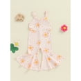 thumbnail image 2 of FEORJGP Kid Girls One-piece Jumpsuits 6M 12M 18M 2T 3T 4T Toddler Baby Sleeveless Rompers Flower Print Flare Hem Bodysuits Infant Fashion Cute Summer Clothes for Daily Party Casual, 2 of 8