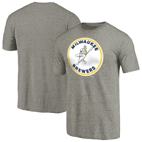 Men's Ash Milwaukee Brewers Cooperstown Collection Forbes Tri-Blend T-Shirt