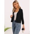 thumbnail image 3 of DARING DIVA Women's Cropped Knit Open Front 3/4 Sleeve Bolero Shrug XS Black, 3 of 5