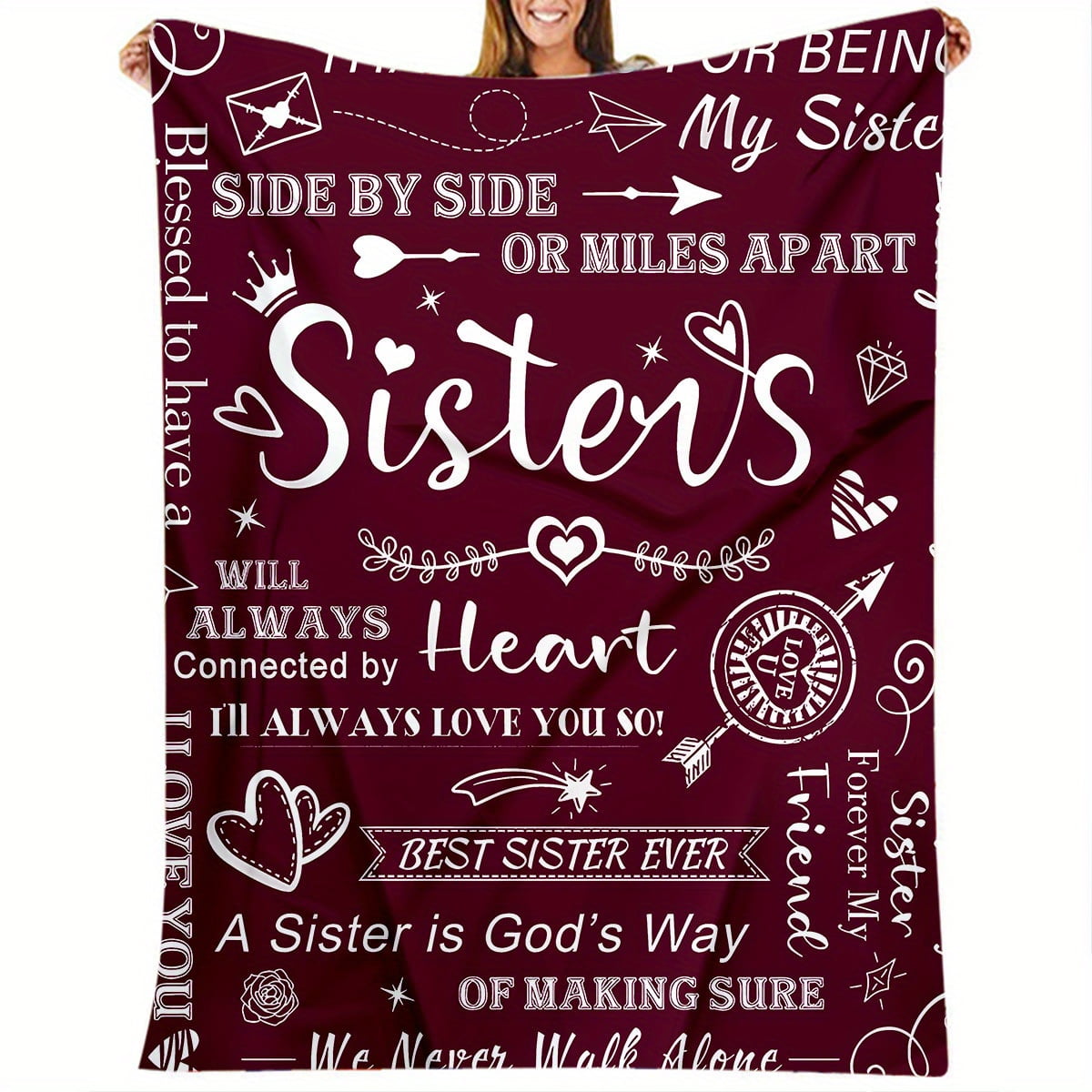 1pc To Sisters Gift Blanket Lady's Gift Sister Gift Birthday Gift Christmas Soft Cozy Purple Flannel Blanket