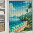 thumbnail image 6 of Awypu Summer Beach Theme Palm Tree Tropical Sandy Sea Ocean Vocation Natural Plant Waterproof Shower Curtain Home Bathtubs Bathroom Curtain Decoration White, 6 of 7