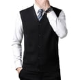 thumbnail image 5 of Hanerdun Mens Sleeveless Cardigan Male Button-Down Sweater Vests Black S, 5 of 5
