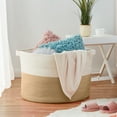 thumbnail image 7 of A*Homeist Extra Large Cotton Rope Basket 21.7"x 13.8" Blanket Basket Woven Baby Laundry Baskets Toys Storage Basket with Handle - White & Camel, 7 of 7