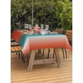 thumbnail image 3 of Outdoor Tablecloth with Umbrella Hole for Patio/Picnic/Party/Camping, Red Teal Orange Ombre Waterproof Table Cloth Rectangle Table Cover Washable, Modern Art Aesthetics Abstract (60"x 102"), 3 of 8
