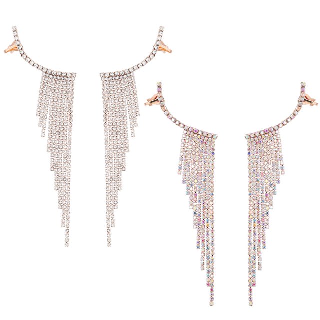 2 pares de pendientes largos elegantes para mujer, pendientes de cadena colgantes para mujeres y niñas, pendientes de aleación en forma de arco