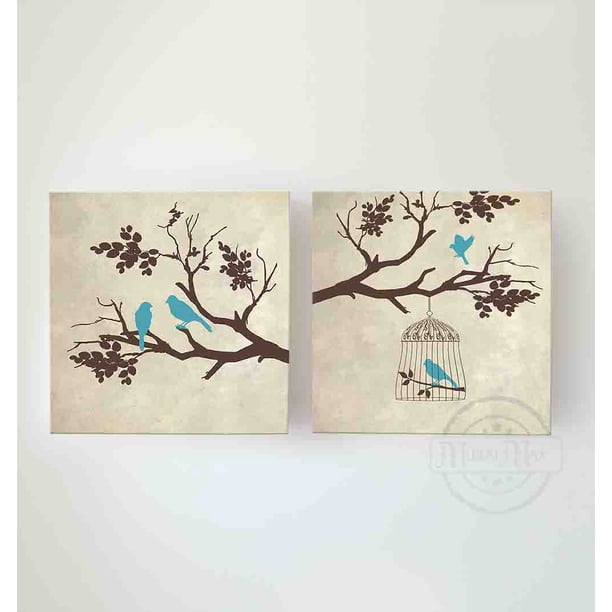 Muralmax Birdcage Family Tree Wall Decor Canvas Art For Anniversary Wedding Presents Gifts For Mom