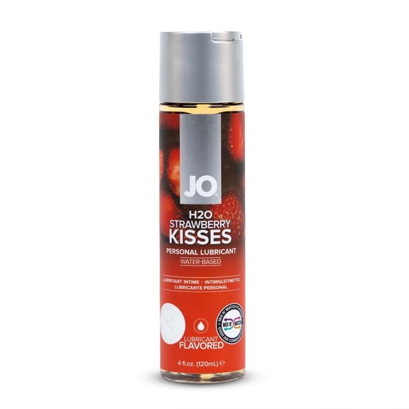 JO H2O Water-Based Personal Lubricant, Smooth and Sugar-Free Edible Lube, Strawberry Kisses, 4 fl oz